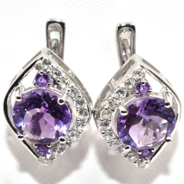 $240 Silver Amethyst(3.05ct) Earrings