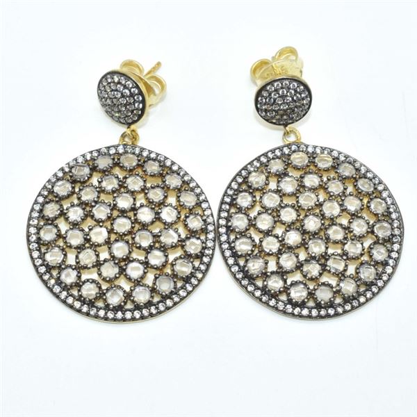 $560 Gold plated Sil CZ(15.1ct) Earrings