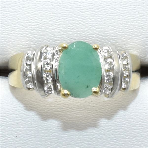 $200 Gold plated Sil Emerald(1.1ct) Ring