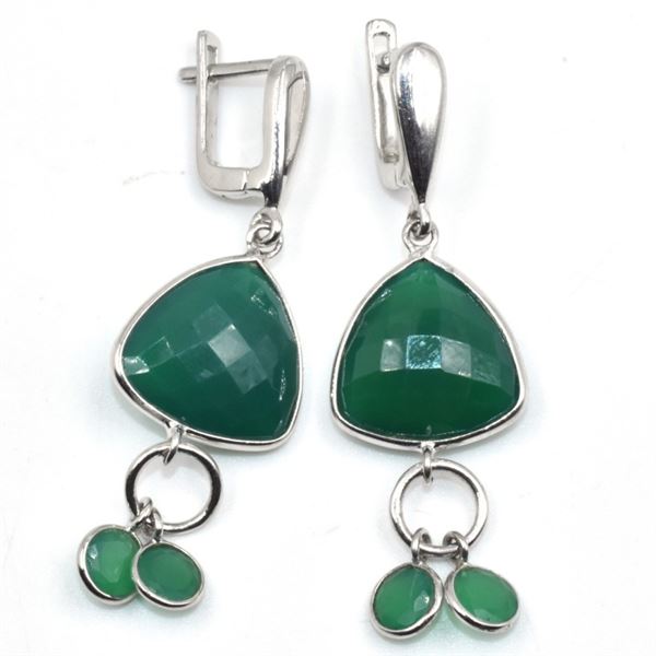 $320 Silver Onyx(8.95ct) Earrings