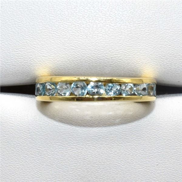 $220 Gold plated Sil Blue Topaz(2.7ct) Ring