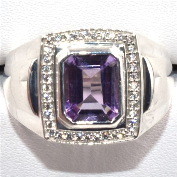 $380 Silver Amethyst Cz(2.65ct) Ring