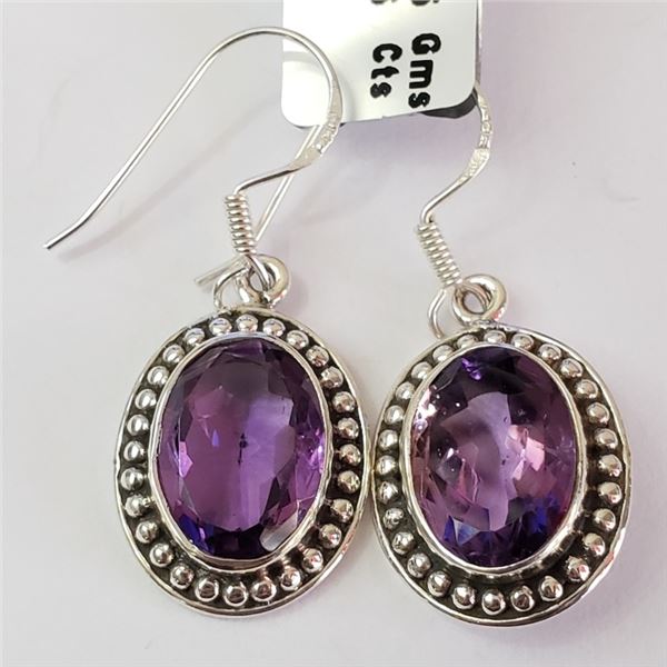 $220 Silver Amethyst(13.5ct) Earrings