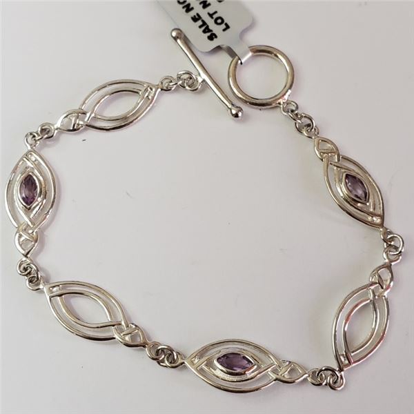 $340 Silver Amethyst(2.1ct) Bracelet