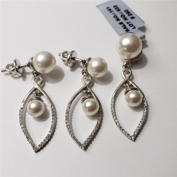 $580 Silver Freshwater Pearl CZ S