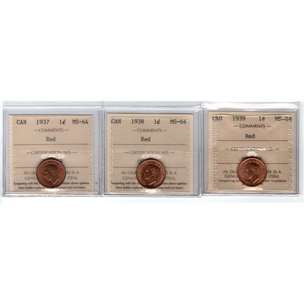 Lot of 3 Canada George VI Small Cents