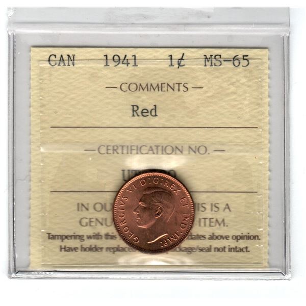 Canada 1 Cent 1941 ICCS MS65