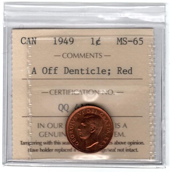 Canada 1 Cent 1949 ICCS MS64