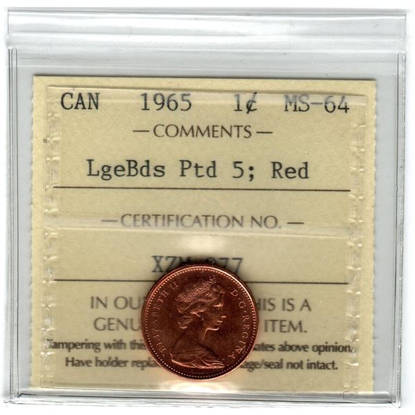 Canada 1 Cent 1965 Type IV ICCS MS64