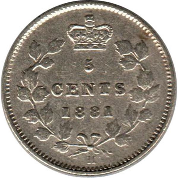 Canada 5 Cents Silver 1881H VF