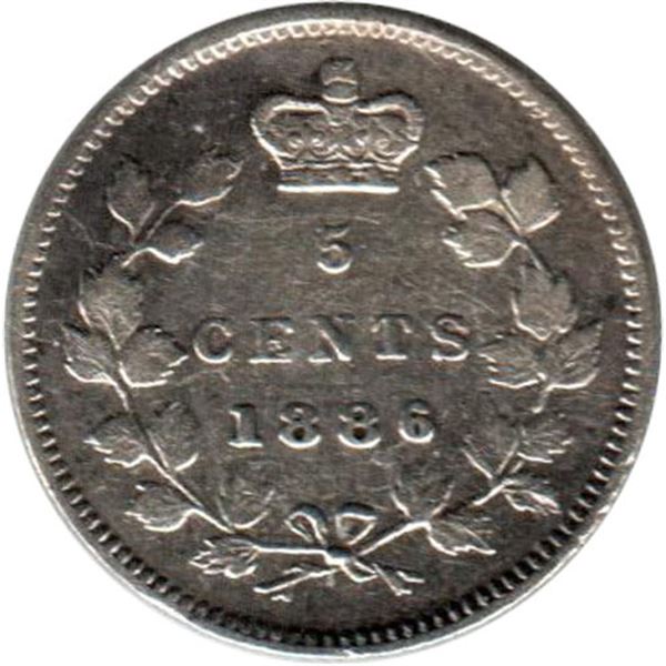 Canada 5 Cents 1886 Small 6, VF