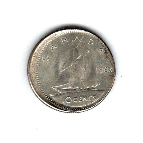 Canada 10 Cents 1963 MS63 Struck Off Centre