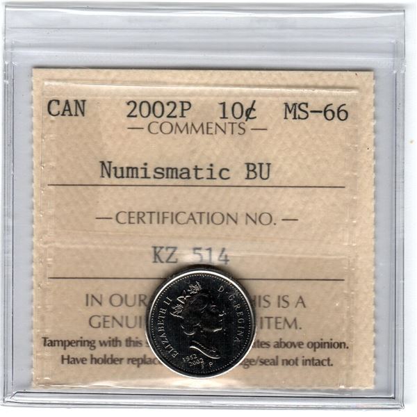 Canada 10 cents 2002 ICCS MS66