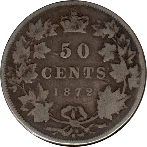 Canada 50 Cents 1872H Inverted A/V Variety G/VG
