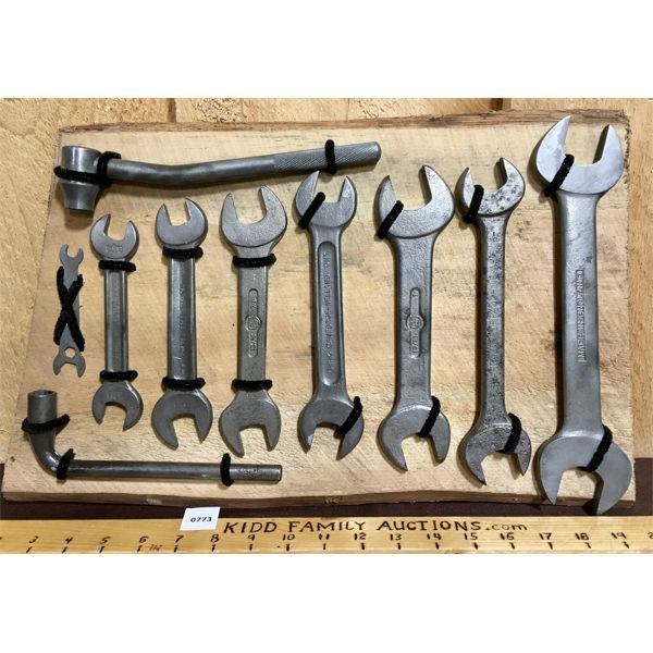 LOT OF 10 - ANTIQUE TOOLS ON DISPLAY BOARD