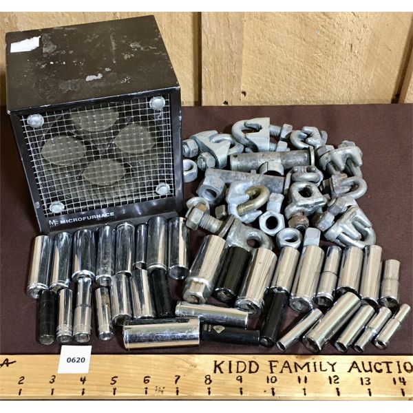 JOB LOT - MISC SOCKETS, BOLTS, BLOCK HEATER ETC.