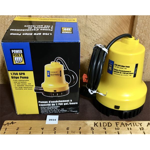 POWER FIST 1,750 GPH BILGE PUMP - AS NEW