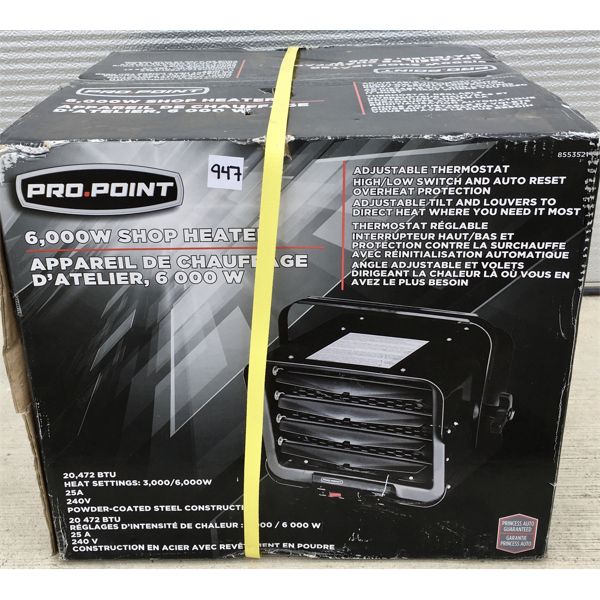 PRO POINT 6000 WATT SHOP HEATER - NEW