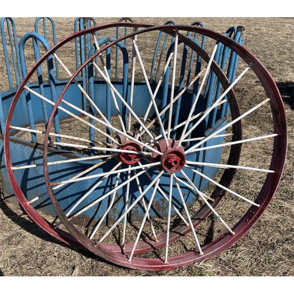 LOT OF 2 - 4ft STEEL WAGON WHEELS