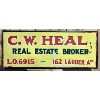 Image 1 : C.W. HEAL REAL ESTATE DOUBLE SIDED WOOD SIGN - 59IN X 24IN X 3IN