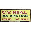 Image 2 : C.W. HEAL REAL ESTATE DOUBLE SIDED WOOD SIGN - 59IN X 24IN X 3IN