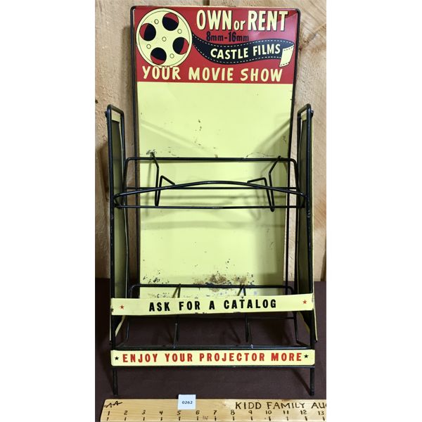 CASTLE FILMS METAL CATALOG DISPLAY APPROX 11IN X 21IN X 10IN Kidd