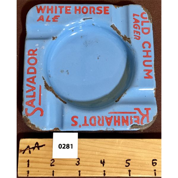 WHITE HORSE ALE PORCELAIN ASHTRAY - 5.5IN X 5.5IN