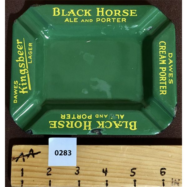 BLACK HORSE ALE PORCELAIN ASHTRAY - 5IN X 6IN