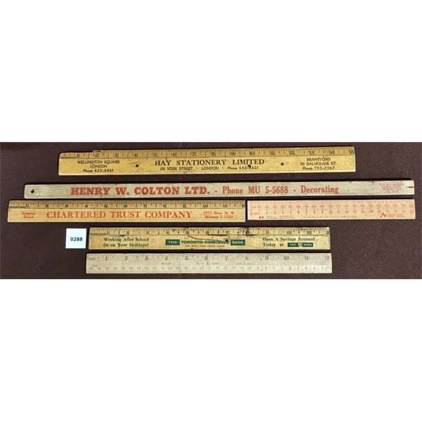 LOT OF 6 - MISC WOODEN RULERS