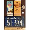 Image 1 : LOT OF 4 - 1955 LICENSE PLATE, SPINNER KNOB, 2X ROAD MAPS 