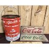 Image 1 : LOT OF 3 - WOODEN COKE PANELS AND GLOW-FLO 5 GAL PAINT THINNER CAN