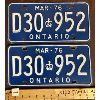 Image 1 : PAIR OF 1976 ONTARIO LICENSE PLATES