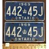 Image 1 : PAIR OF 1969 ONTARIO LICENSE PLATES