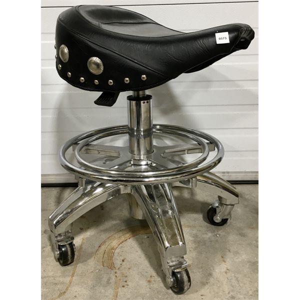 MOTORCYCLE SEAT STYLE ROLLING WORKSHOP STOOL