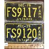 Image 2 : LOT OF 2 - 1979 ONTARIO FARM LICENSE PLATE PAIRS