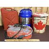 Image 1 : LOT OF 4 - JERRY CANS, BUDLITE COOLER AND CANADA PAIL STOOL