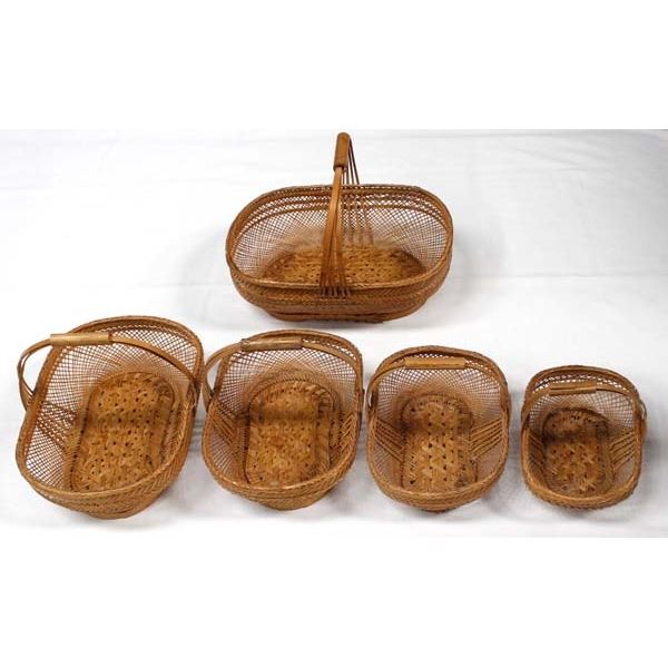 5 Graduated Chinese Bamboo Baskets
