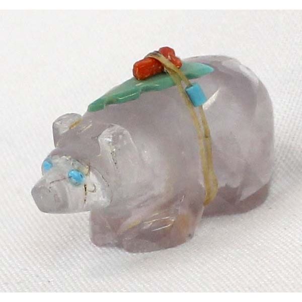 Native American Zuni Selenite Bear Fetish