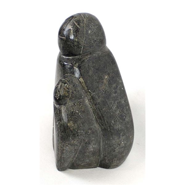 Canadian Inuit Carved Stone Mother & Child Statue
