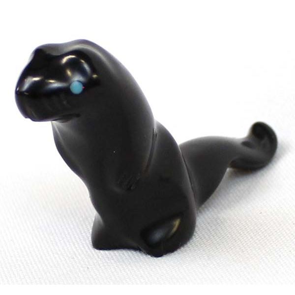 Zuni Carved Jet Otter Fetish by Herbert Halate