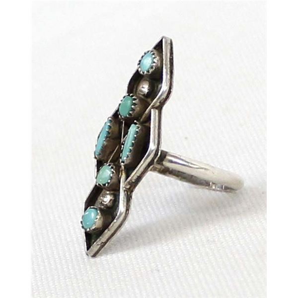Vintage Zuni Sterling Turquoise Ring, Size 6