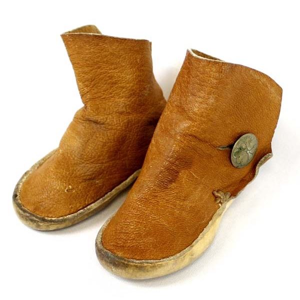 Vintage Navajo Child's High Top Leather Moccasins