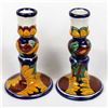 Image 3 : 2 Mexican Glazed Pottery Candlestick Holders