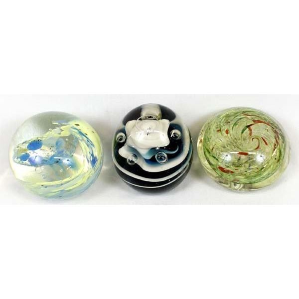 3 Blown Glass Paperweights