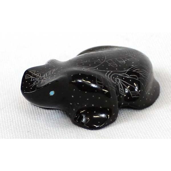 Zuni Black Marble Frog Fetish by Curtis Garcia