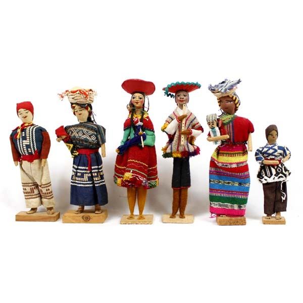 6 South American Cloth Dolls