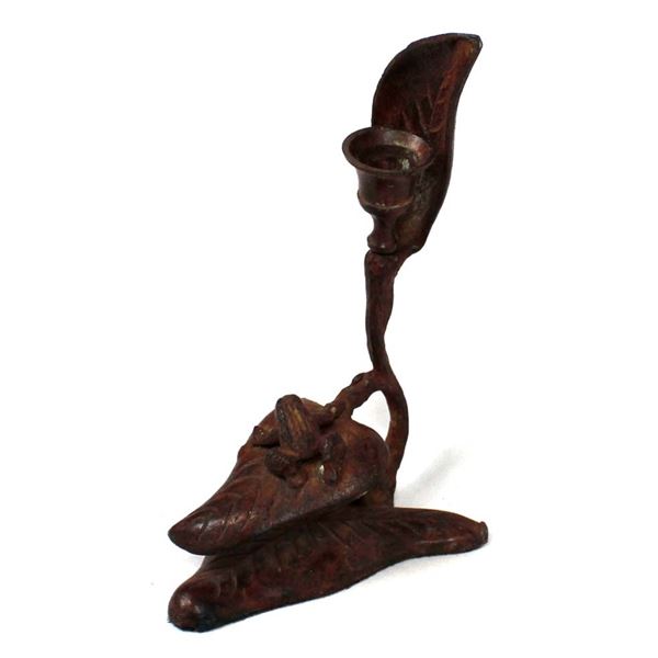 Cast Iron Frog on Leaf Candleholder