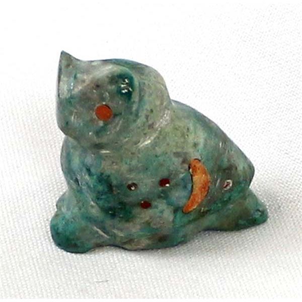 Zuni Inlay Turquoise Owl Fetish by Jayne Quam