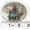 Image 8 : Vintage Native American Sterling Turquoise Buckle
