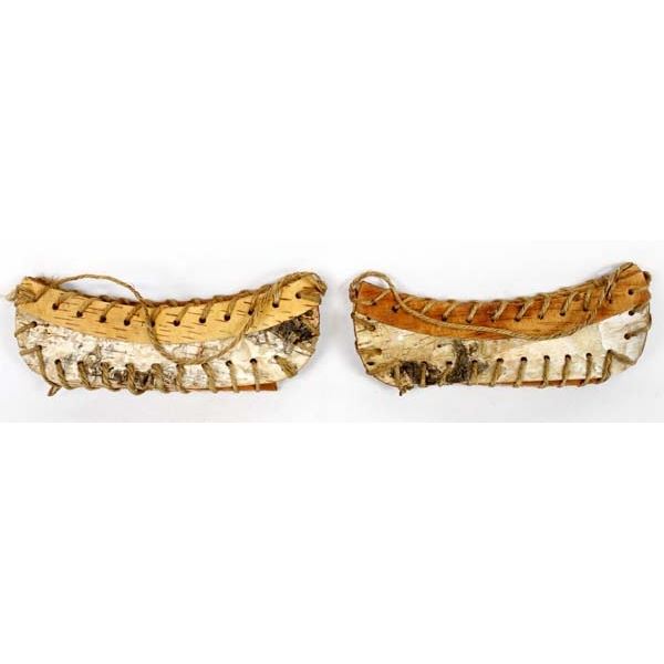 2 Native American Iroquois Birch Bark Canoes